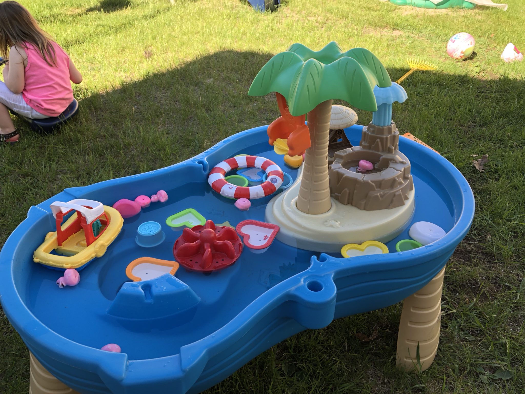 Water table filled with toys