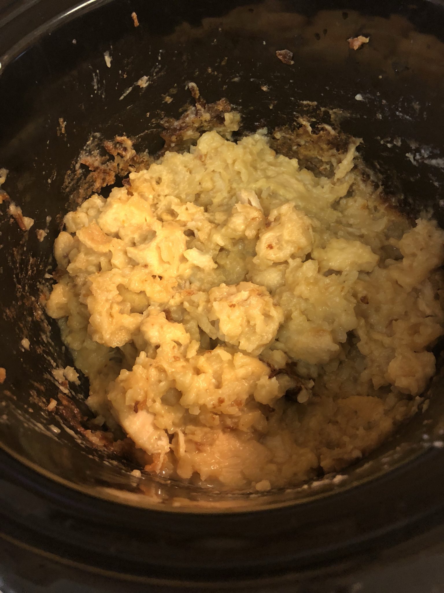 Cooked casserole in the crockpot