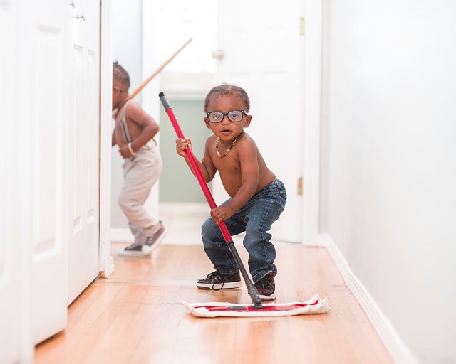 Boy with mop