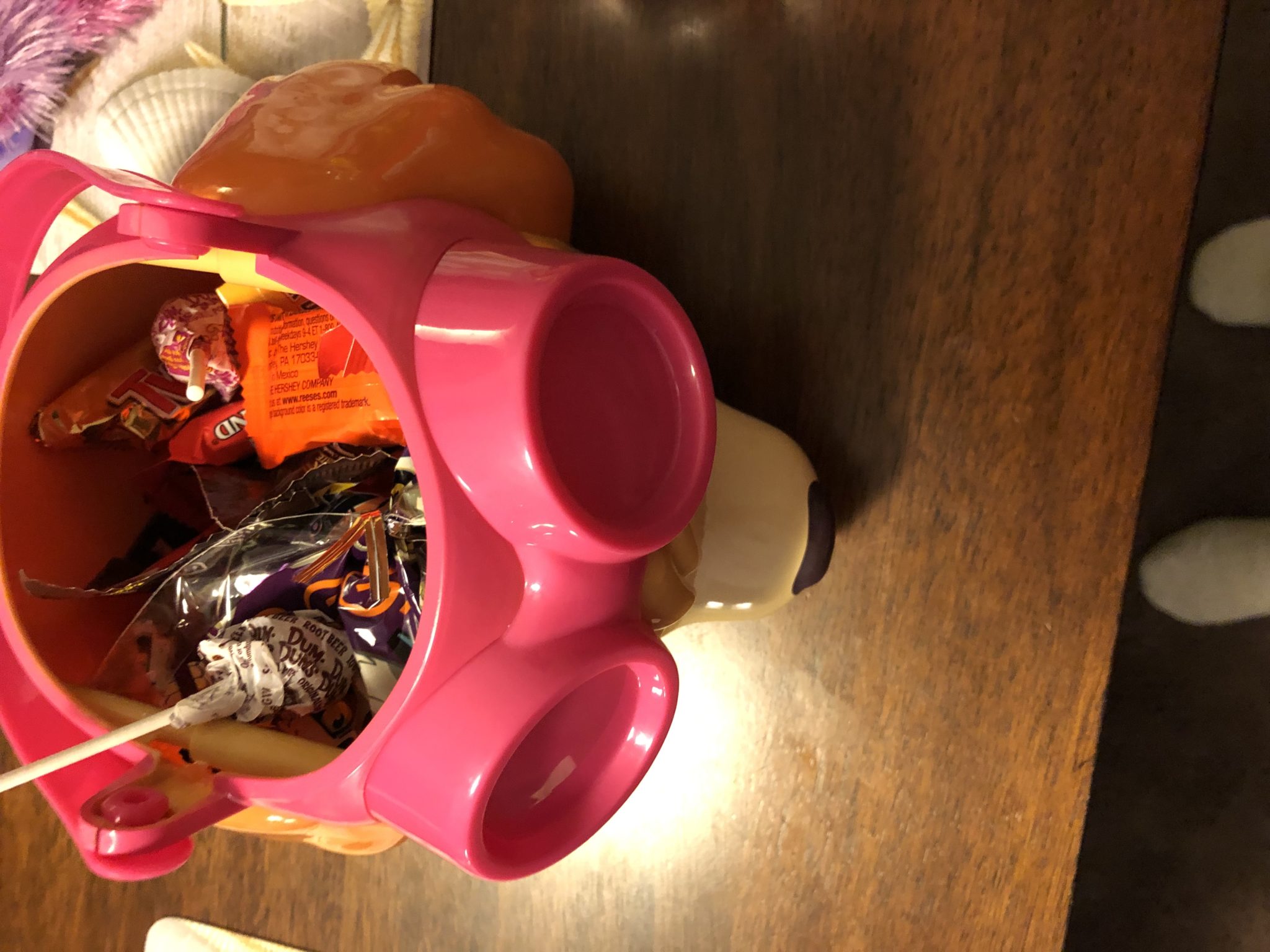 Bucket filled with candy