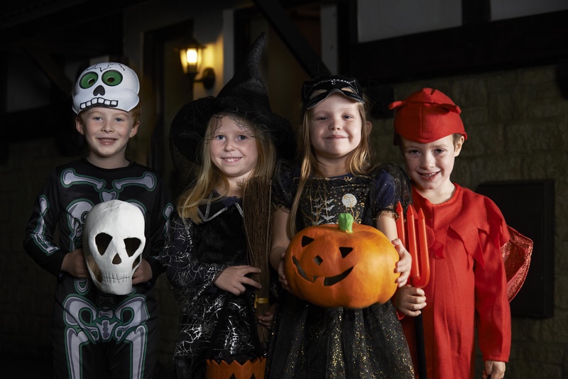 Group of trick-or-treaters