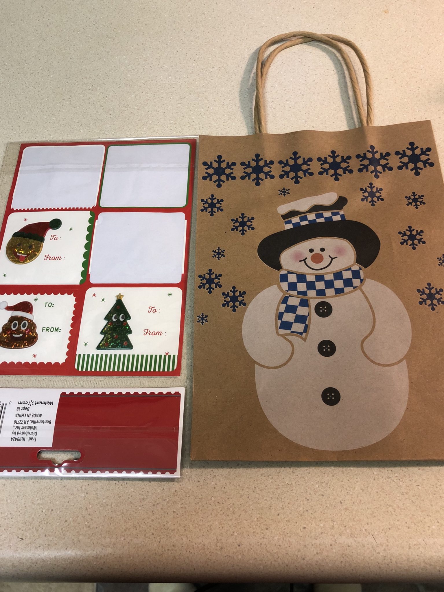 Snowman gift bags and tags