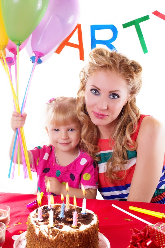 Mother and daughter celebrating birthday