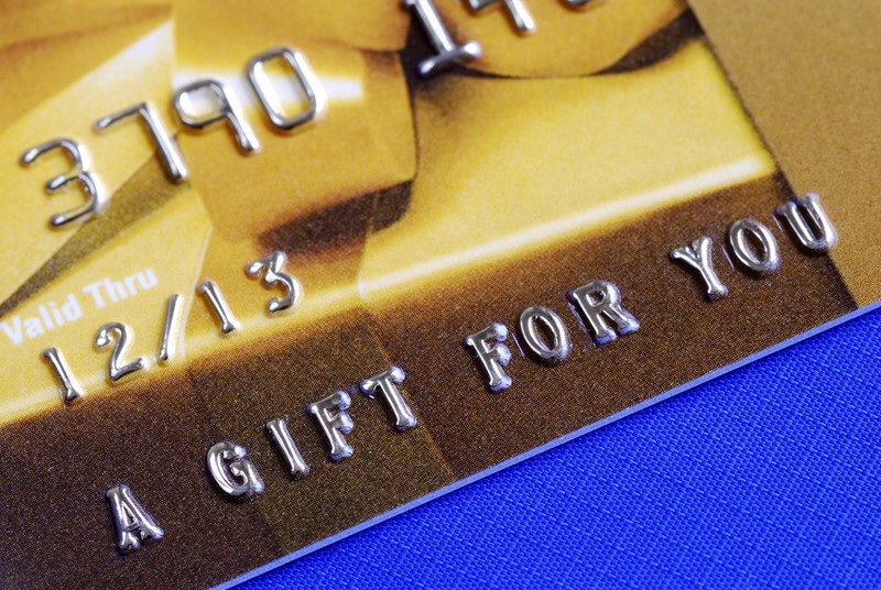 Gold gift card that reads, “A gift for you.”