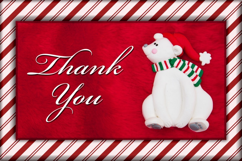 Christmas bear with thank you message