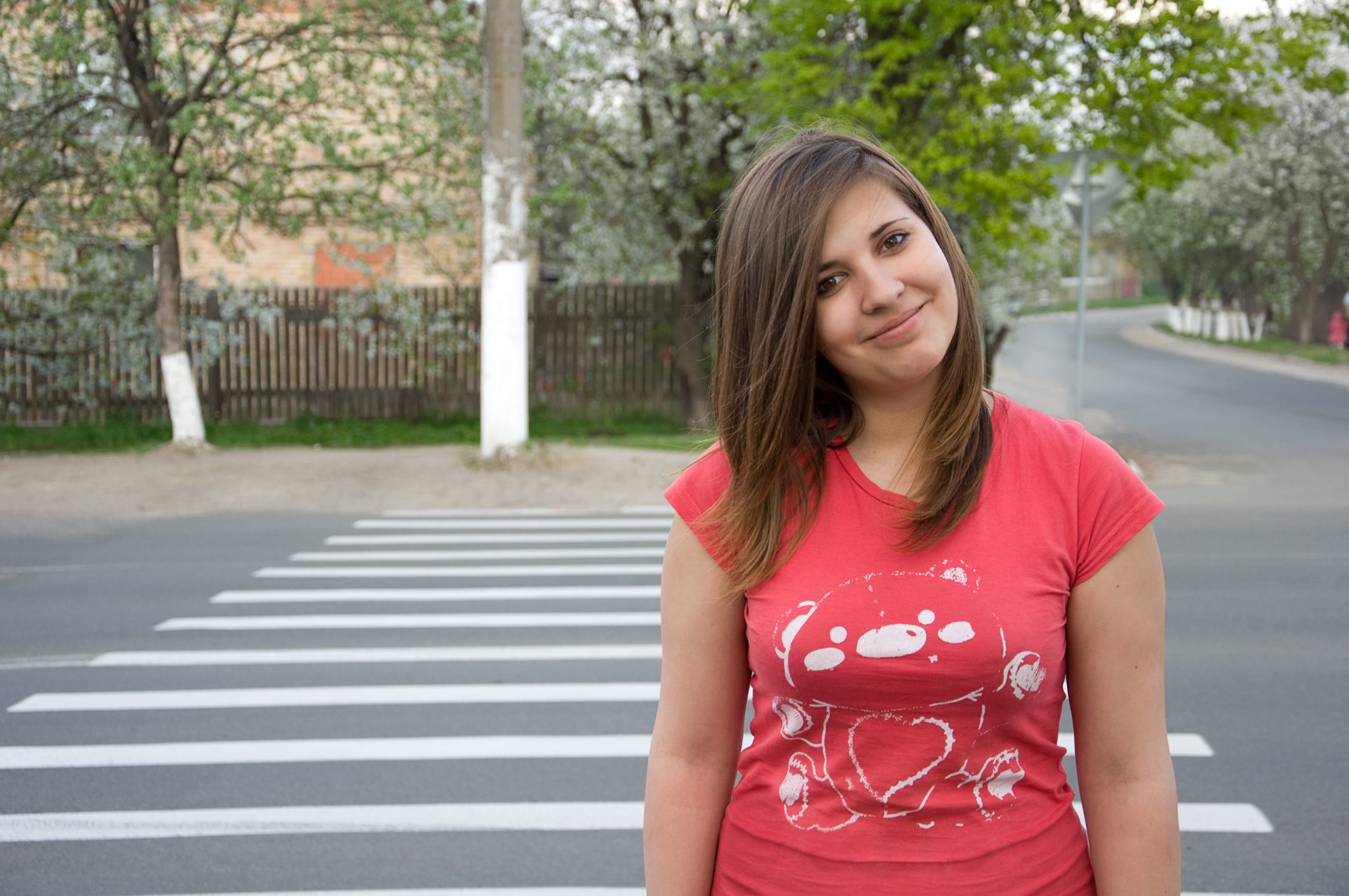 Teenage girl at an intersection