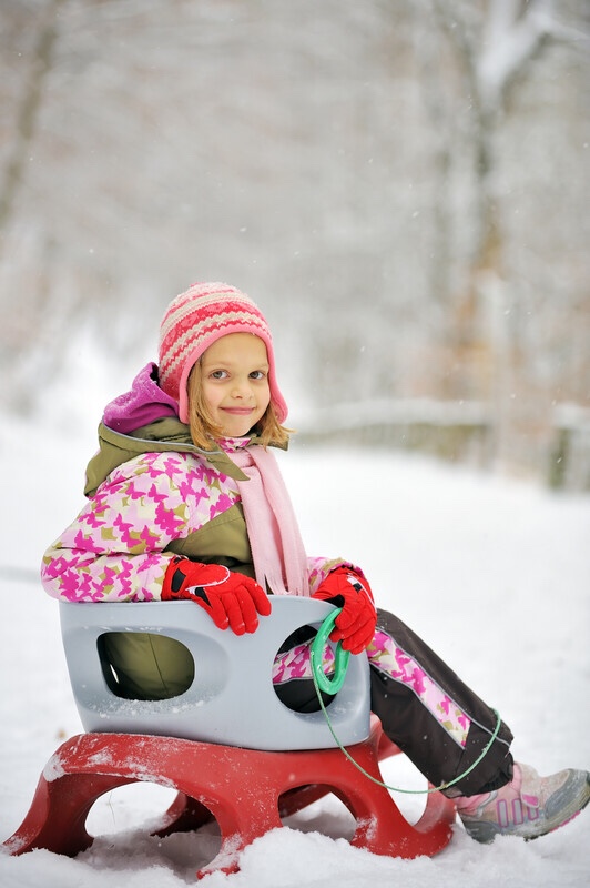 Girl on sled