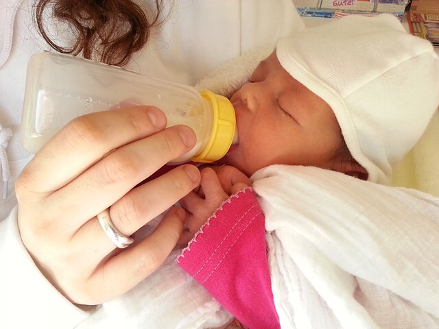 Baby drinking from bottle