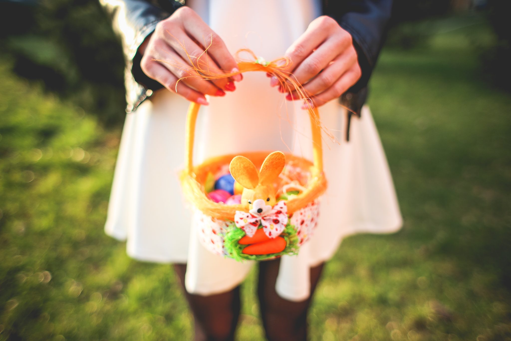 Girl with basket of eggs