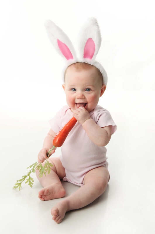 Baby dressed as an Easter bunny