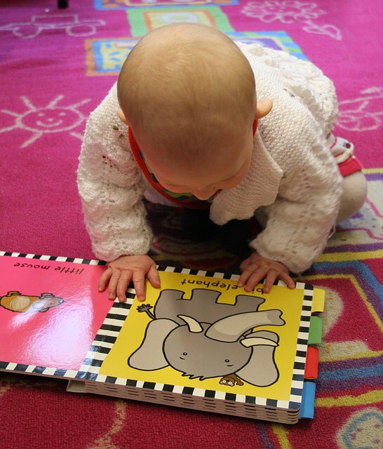 Baby reading book