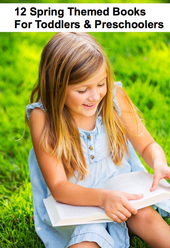 12 Spring Themed Books Little girl reading pin