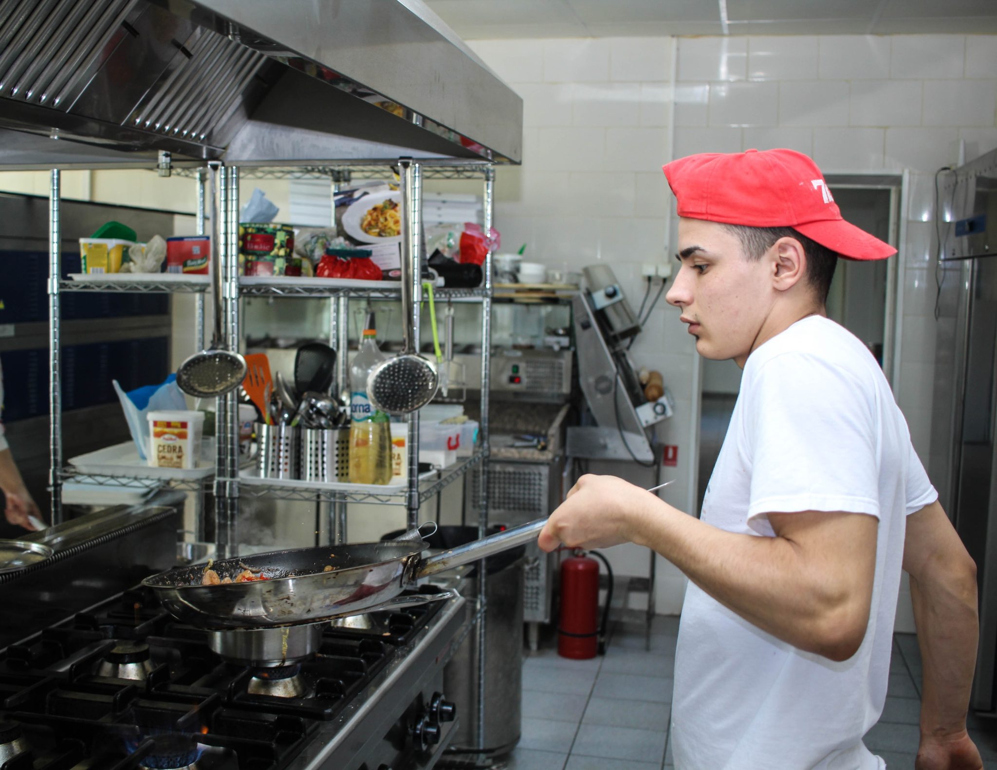 Man cooking food