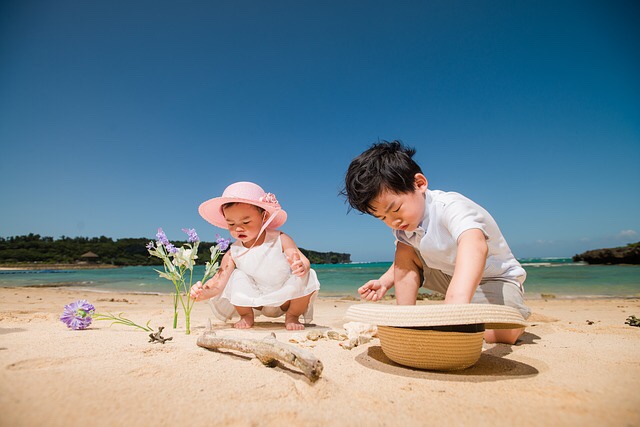 Kids playing on beach