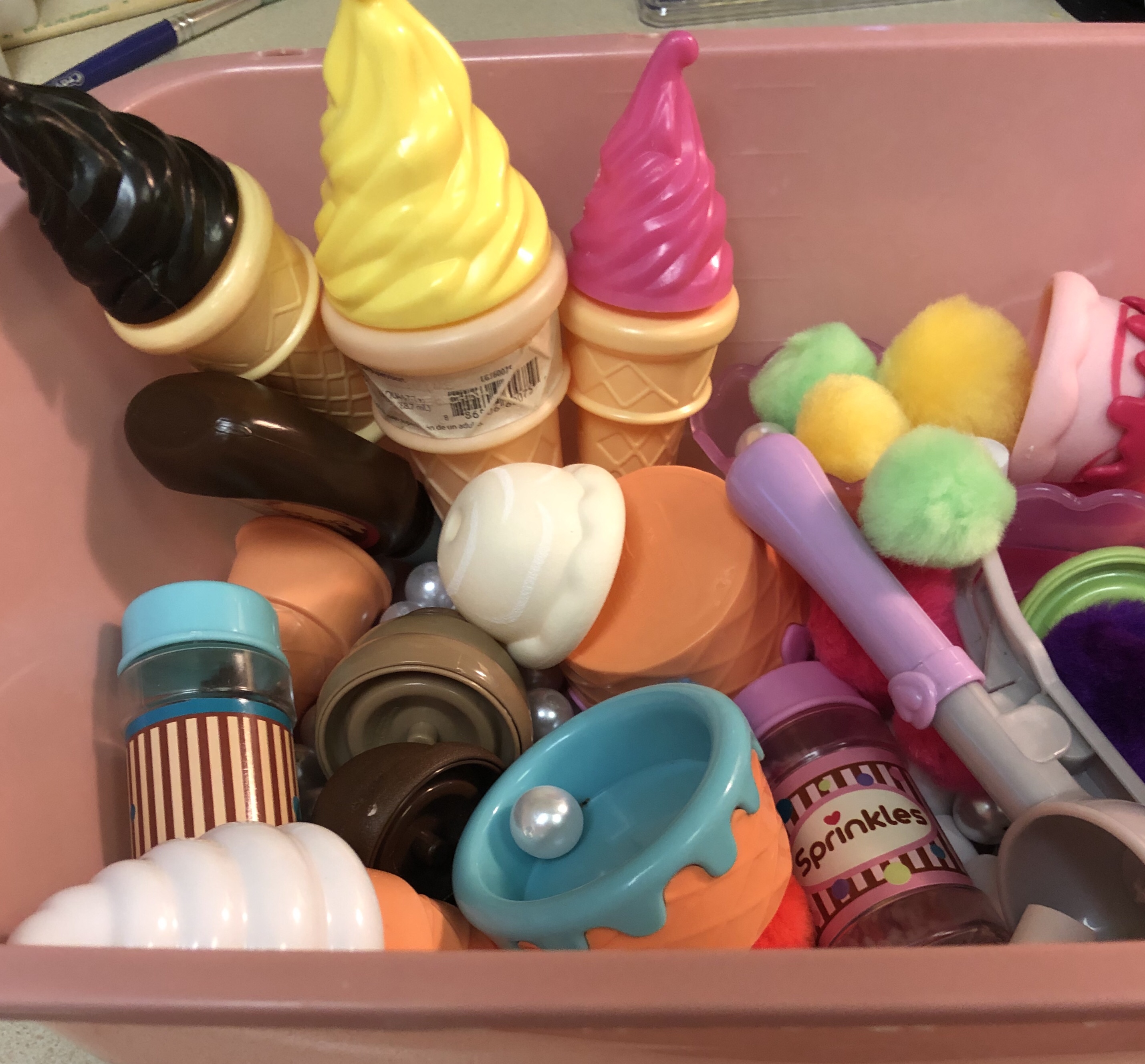 Ice cream sensory bin