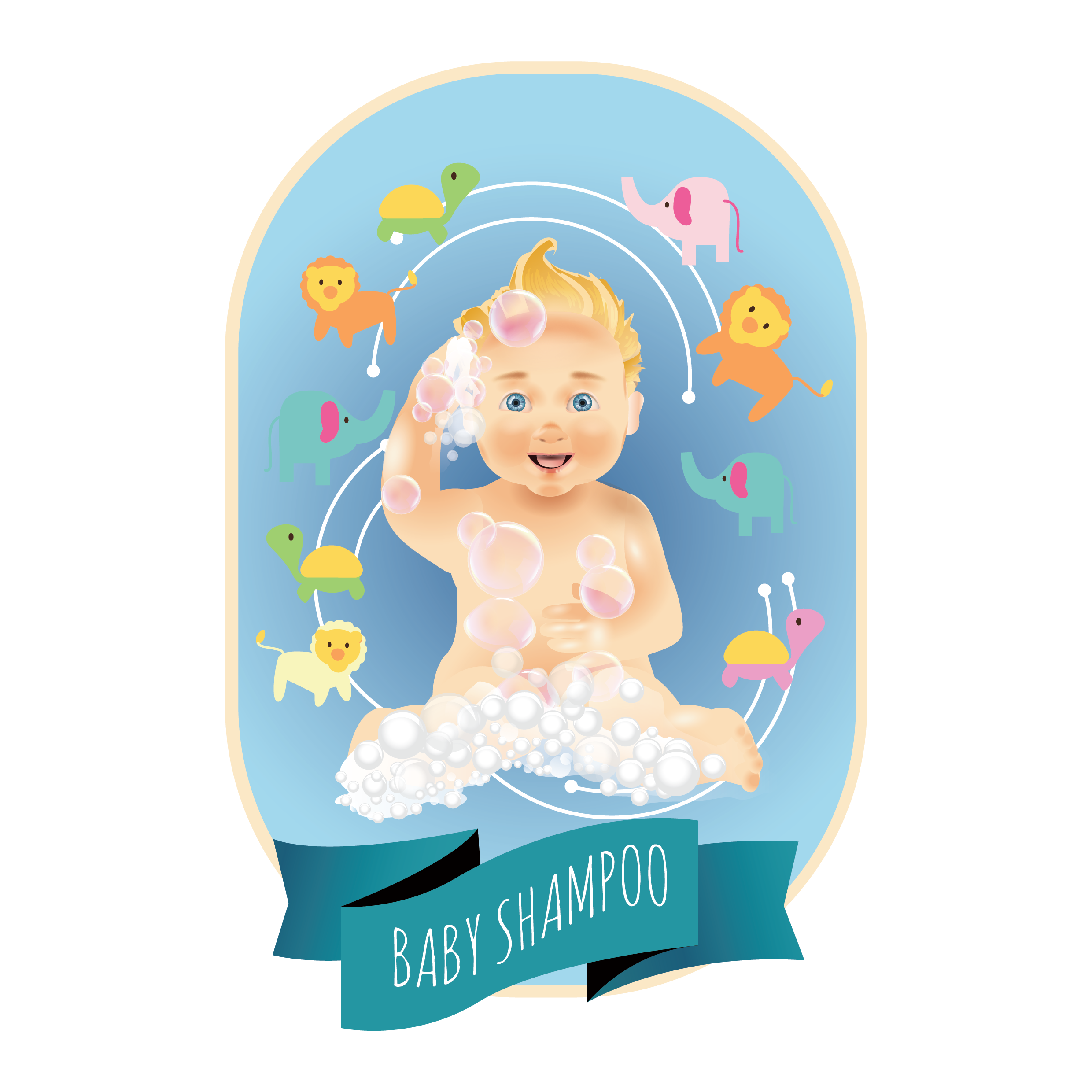 Baby shampoo label