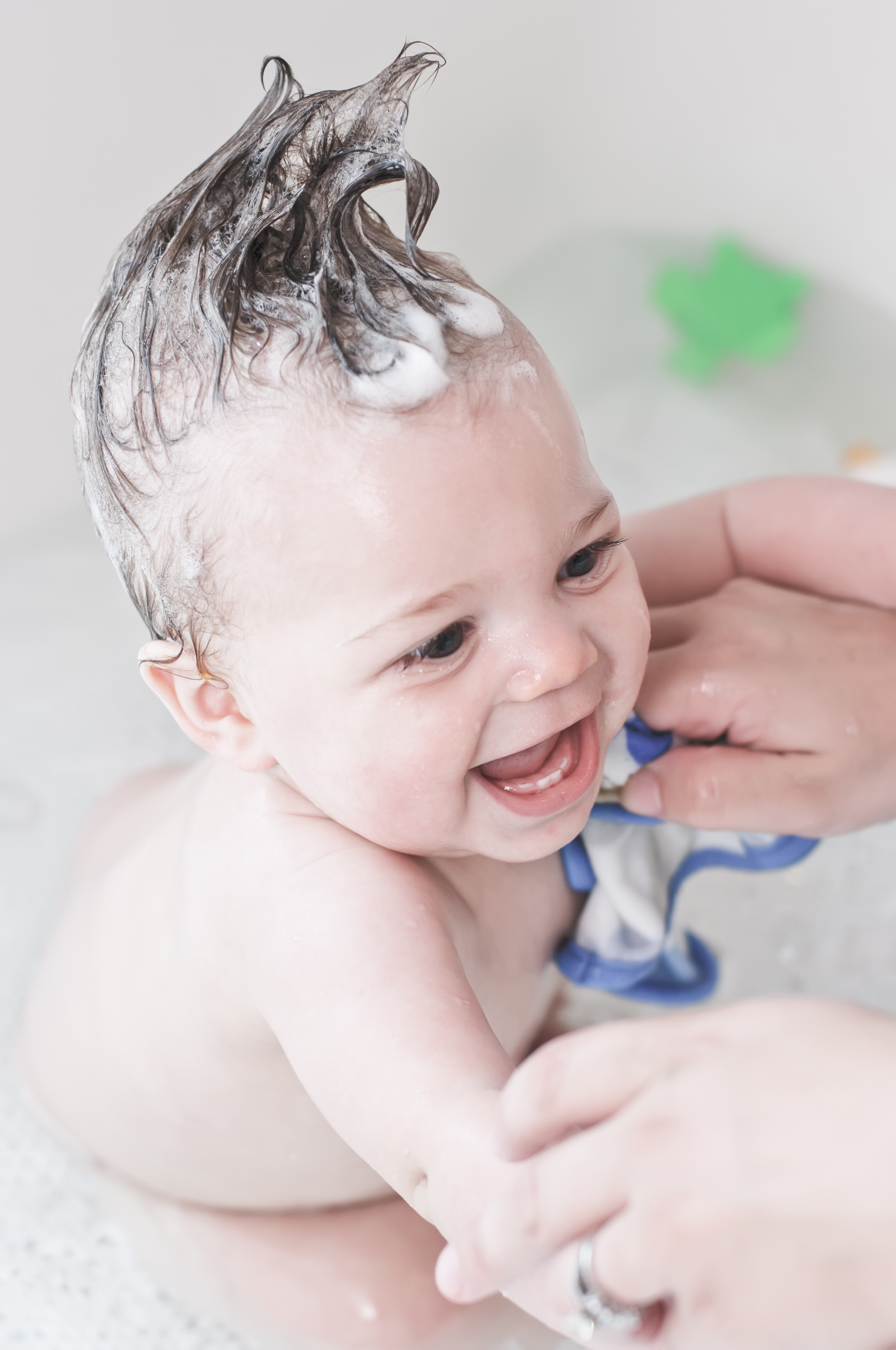 Baby girl in bath