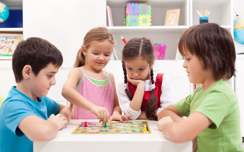 Children playing board games