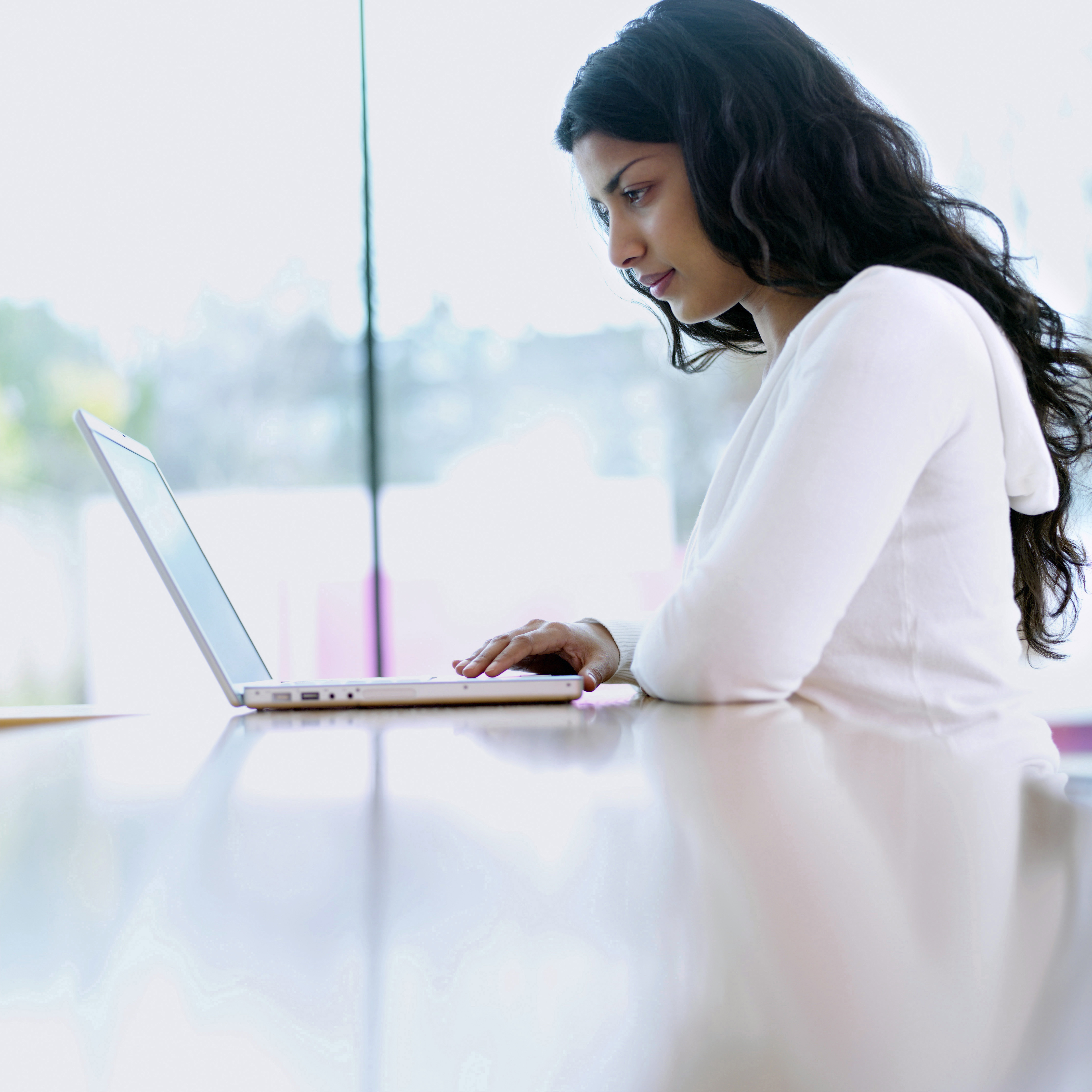 Woman working on laptop