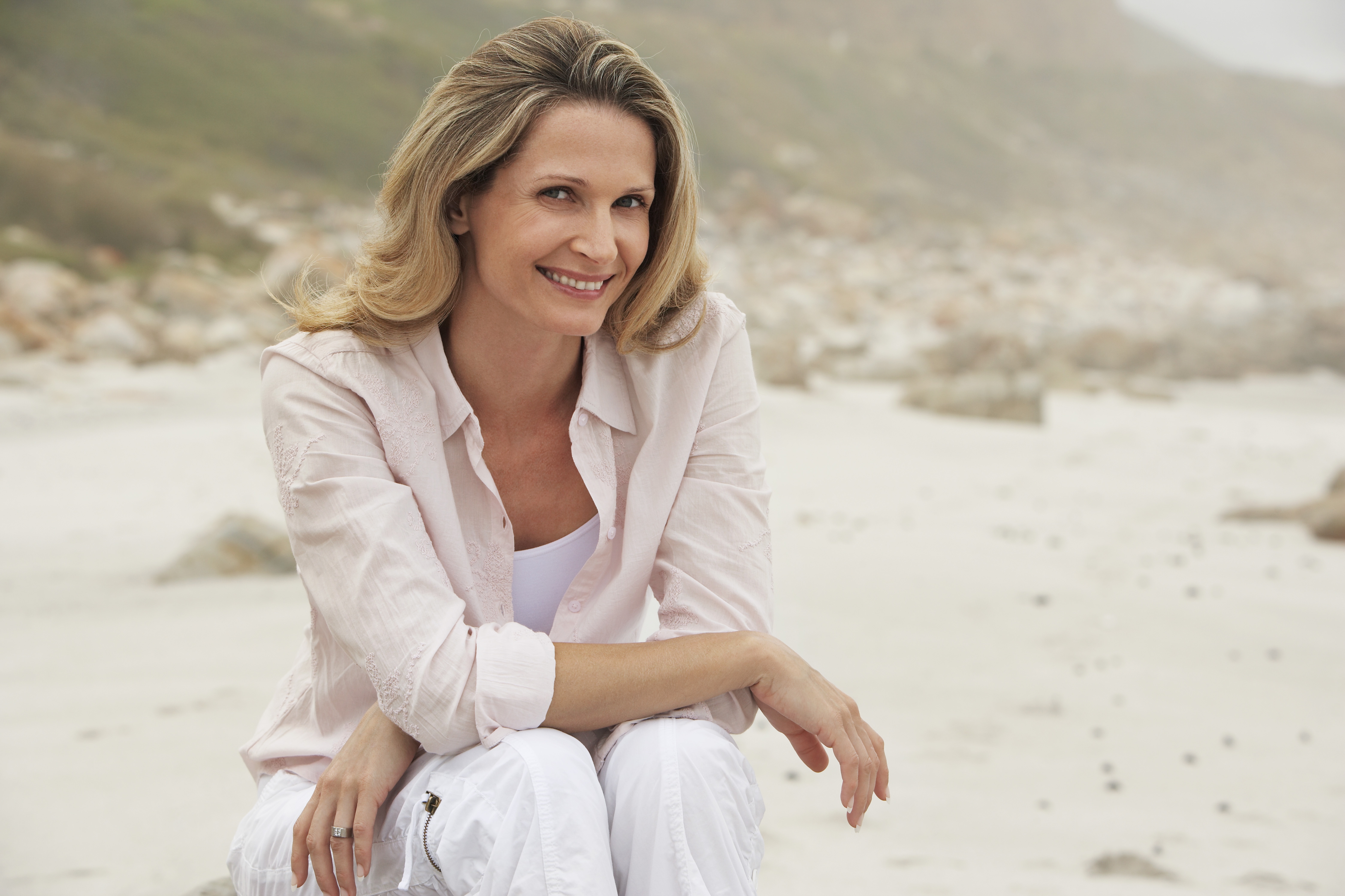 Woman relaxing on beach