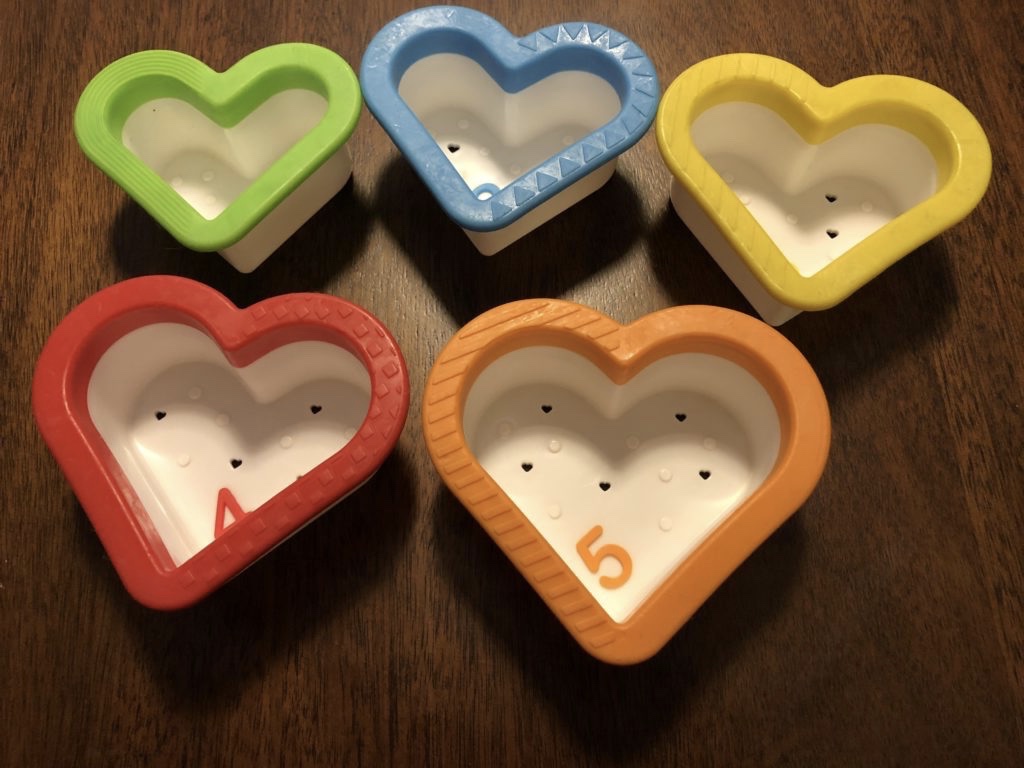 Heart shaped stacking cups