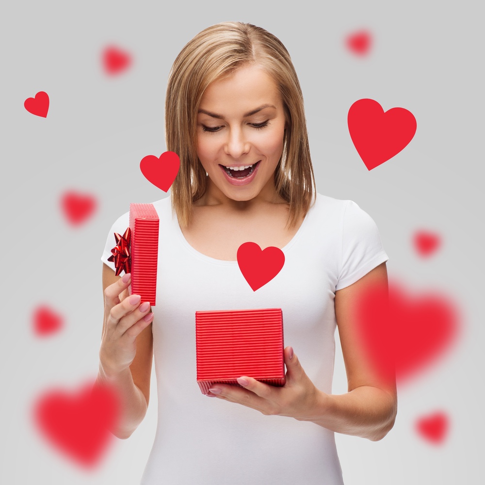 Little girl with Valentines gift