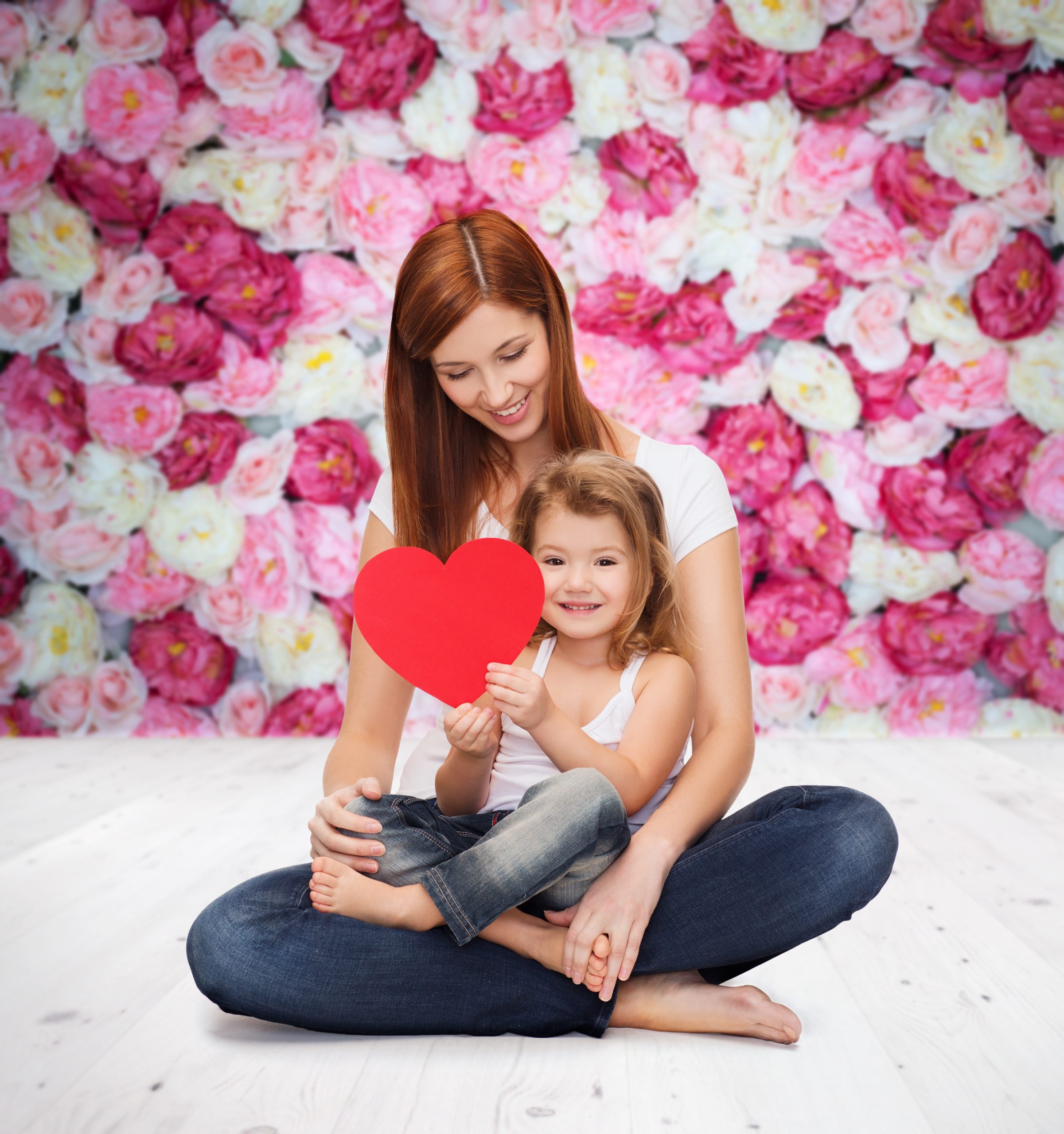 Mother and daughter with heart