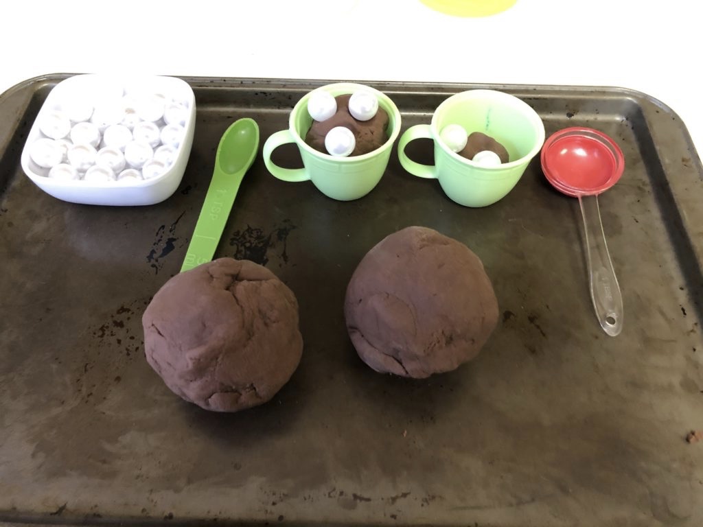 Play-dough, beads and cups