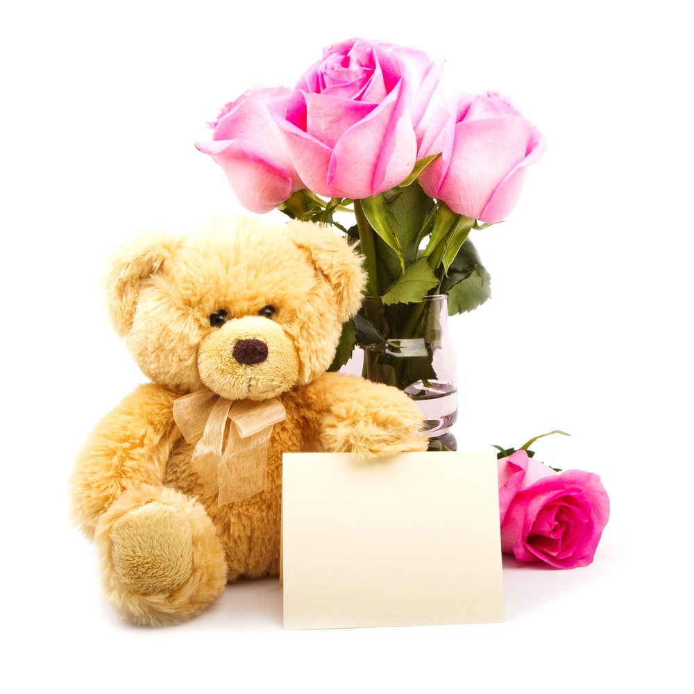 Valentine’s Teddy Bear with Flowers