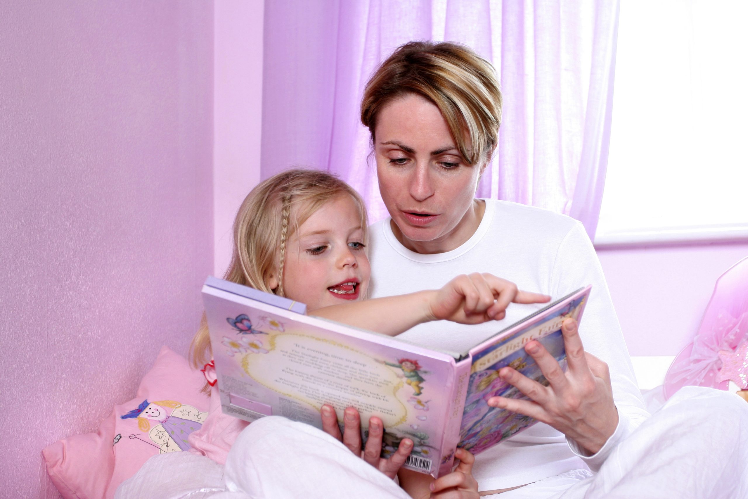 Mom reading bedtime story